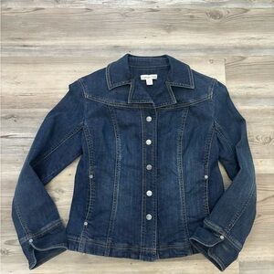 ColdWater Creek Dark wash denim jacket with a classic fit